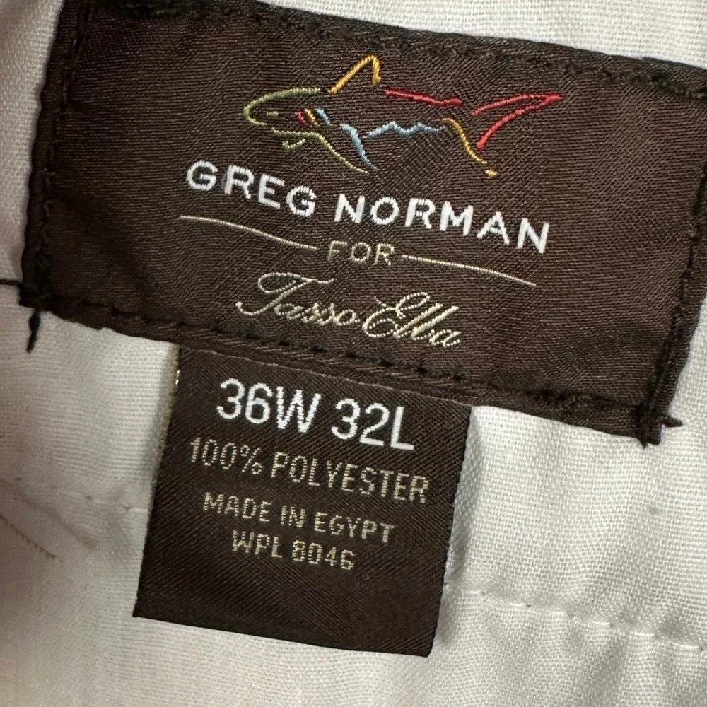 NEW Greg Norman Tasso Elba Pants Mens 36X32 Tan Golf Chino Performance Straight
